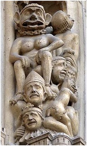 Domedagen Relief i katedralen Notre-Dame i Paris