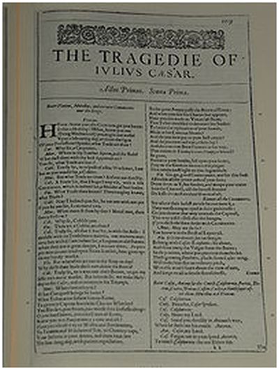 Faksimil av första sidan i The Tragedie of Julius Cæsar