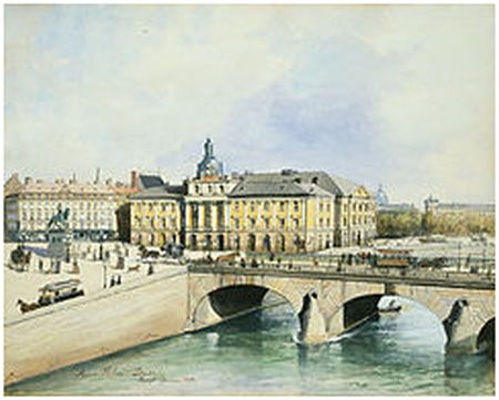 Gustavianska operahuset av Carl Fredrik Adelkrantz byggdes 1775 - 1782 och revs 1892 (akvarell av Anna Palm 1892, Wikipedia)