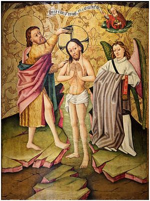 Jesu dop i Jordan Mästaren från Rheinfelden (nära Basel; 1400-talet)