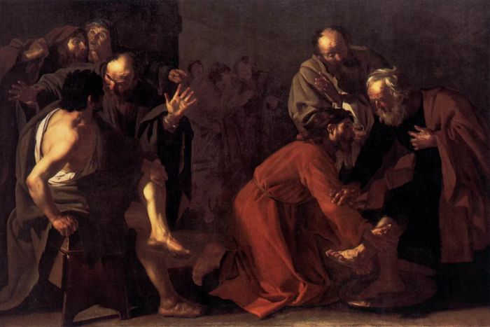 "Kristus tvättar apostlarnas fötter", av Dirck van Baburen