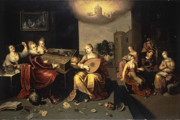 "Liknelsen om de kloka och dåraktiga jungfrurna" av Hieronymus Francken den yngre