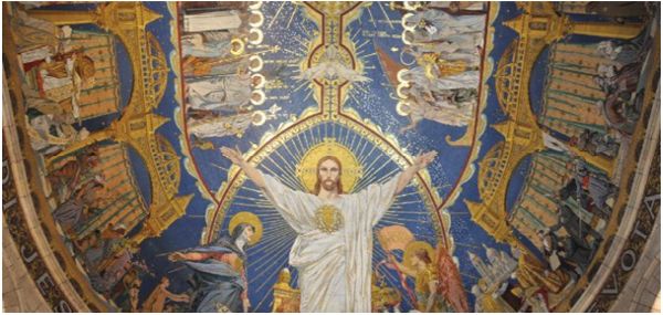 Mosaiken ’Återlösarens Hjärta’ i Basilikan Sacré Coeur i Montmartre, Paris.