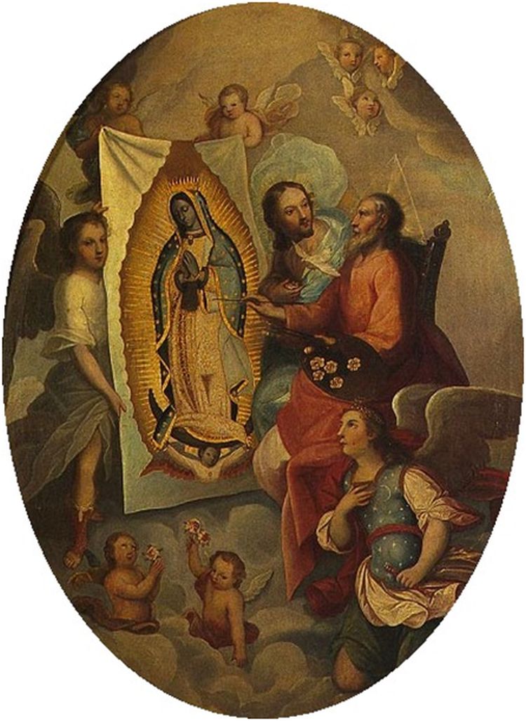 Oljemålning från 1700-talet: Gud Fader skapar bilden av Guds Moder inför uppenbarelsen
