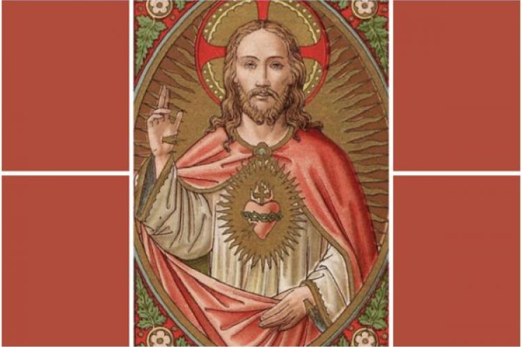 Jesu Heliga Hjärta, nygotisk andaktsbild från 1900 eller tidigare