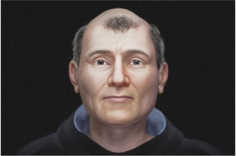 Återskapande av St. Thomas av Aquino från 3D-avbildning med hjälp av helgonets skalle.